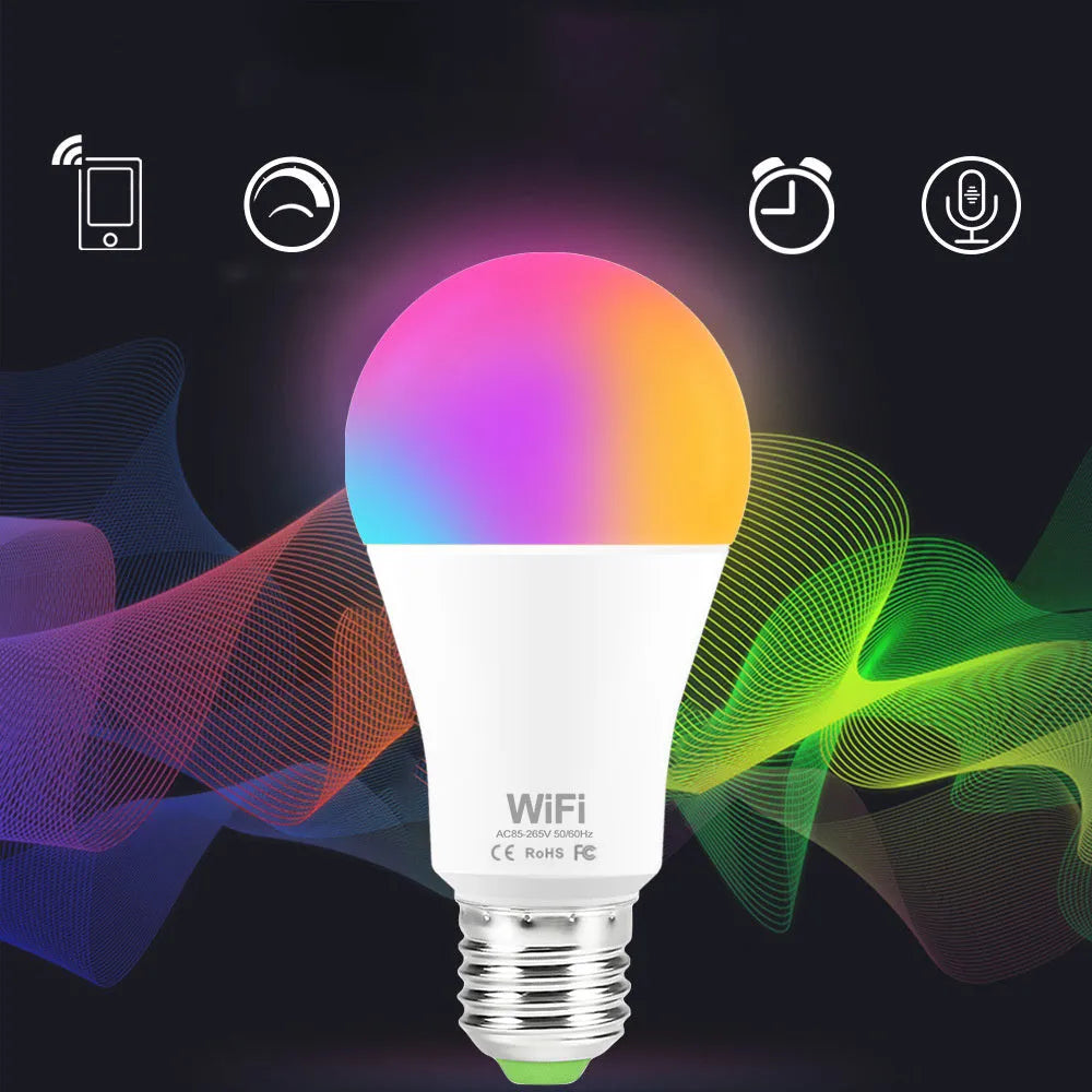15W WiFi smart LED light bulb with RGB colour changing and dimmable white light