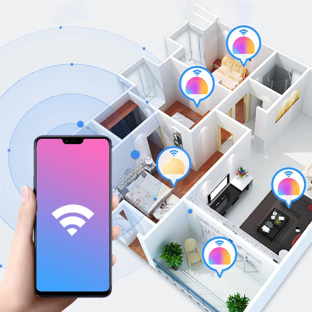 15W WiFi smart LED light bulb with RGB colour changing and dimmable white light
