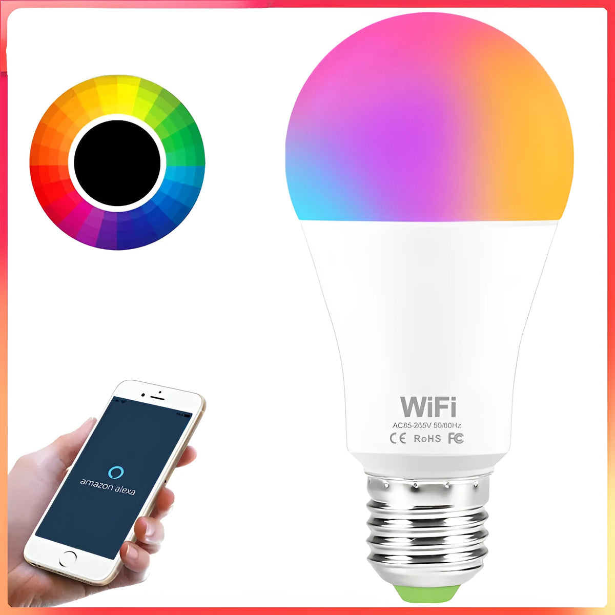 15W WiFi smart LED light bulb with RGB colour changing and dimmable white light