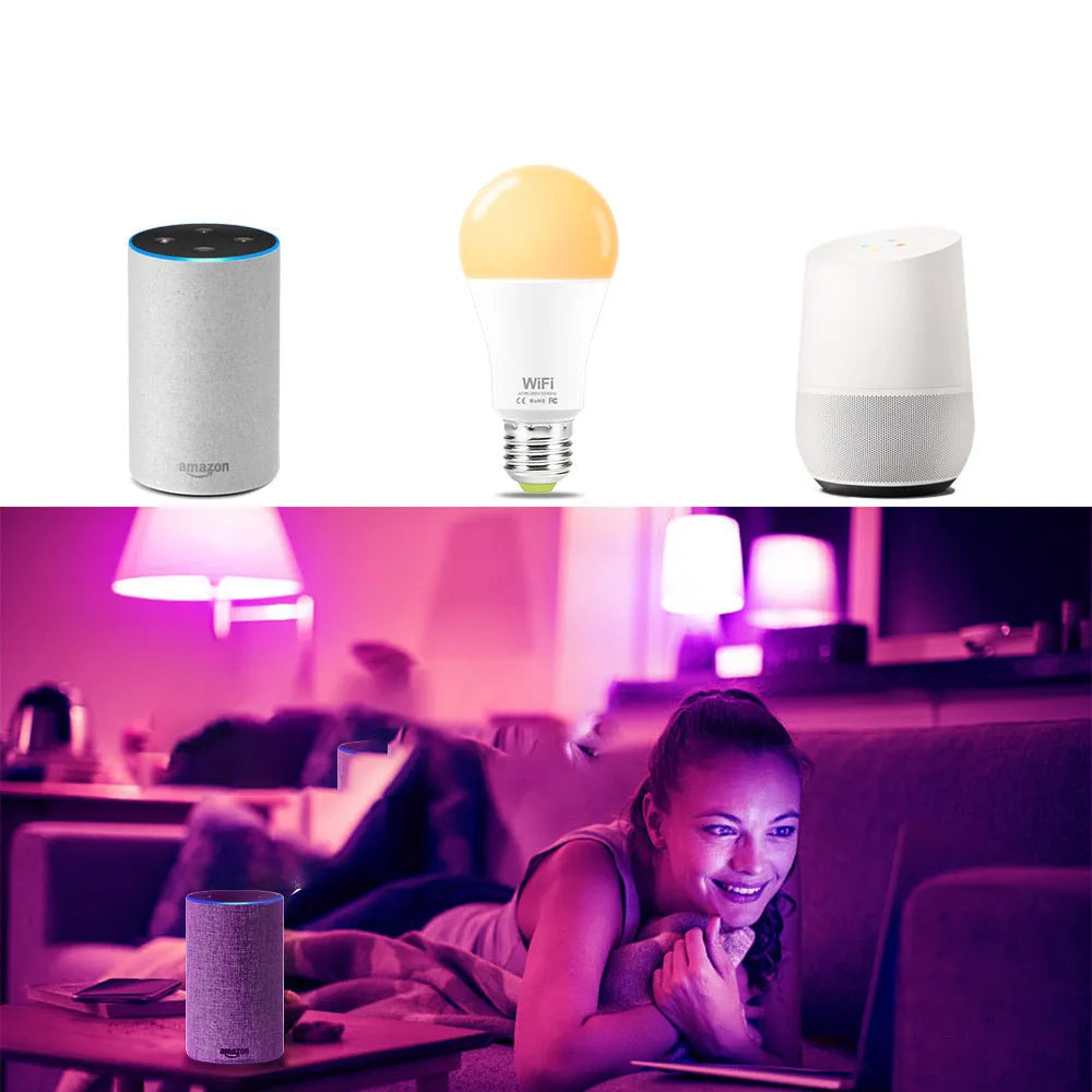 15W WiFi smart LED light bulb with RGB colour changing and dimmable white light