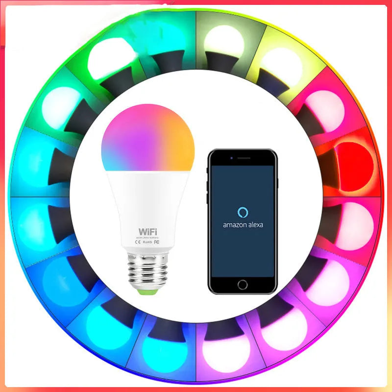 15W WiFi smart LED light bulb with RGB colour changing and dimmable white light