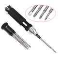 Black four-piece hexagon socket screwdriver set for aeromodelling with 1.5, 2.0, 2.5, 3.0mm bits.