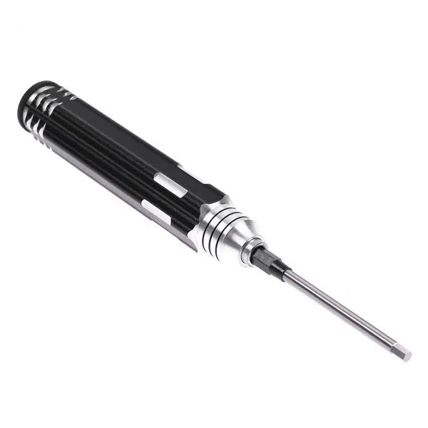 Black four-piece hexagon socket screwdriver set for aeromodelling with 1.5, 2.0, 2.5, 3.0mm bits.