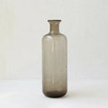 Grey geometric bubble glass vase with textured surface and stained glass construction