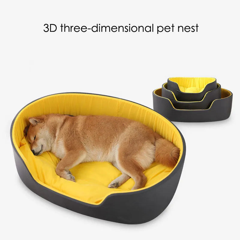 Washable cloth pet kennel for cats and dogs with removable cushion in black or green.