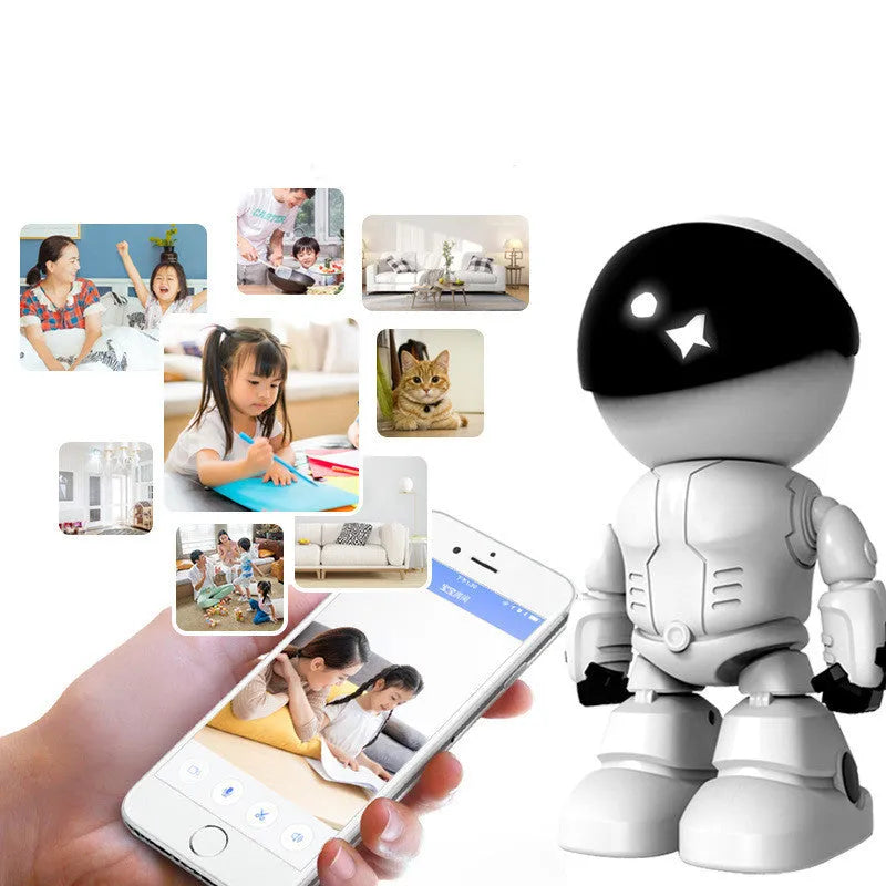 Silver remote HD network camera with 3.6mm lens and 355 degree rotation capability