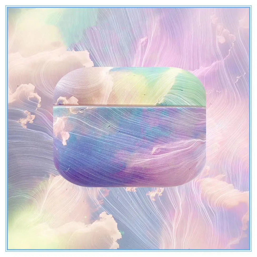 Pink and blue watercolour hard shell protective sleeves for Apple AirPods charging cases