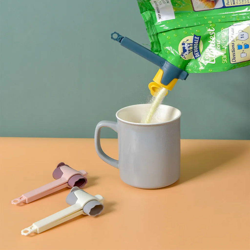 Reusable PP food sealing clip 12.3cm for milk powder and snack bags in pink, white, or dark blue