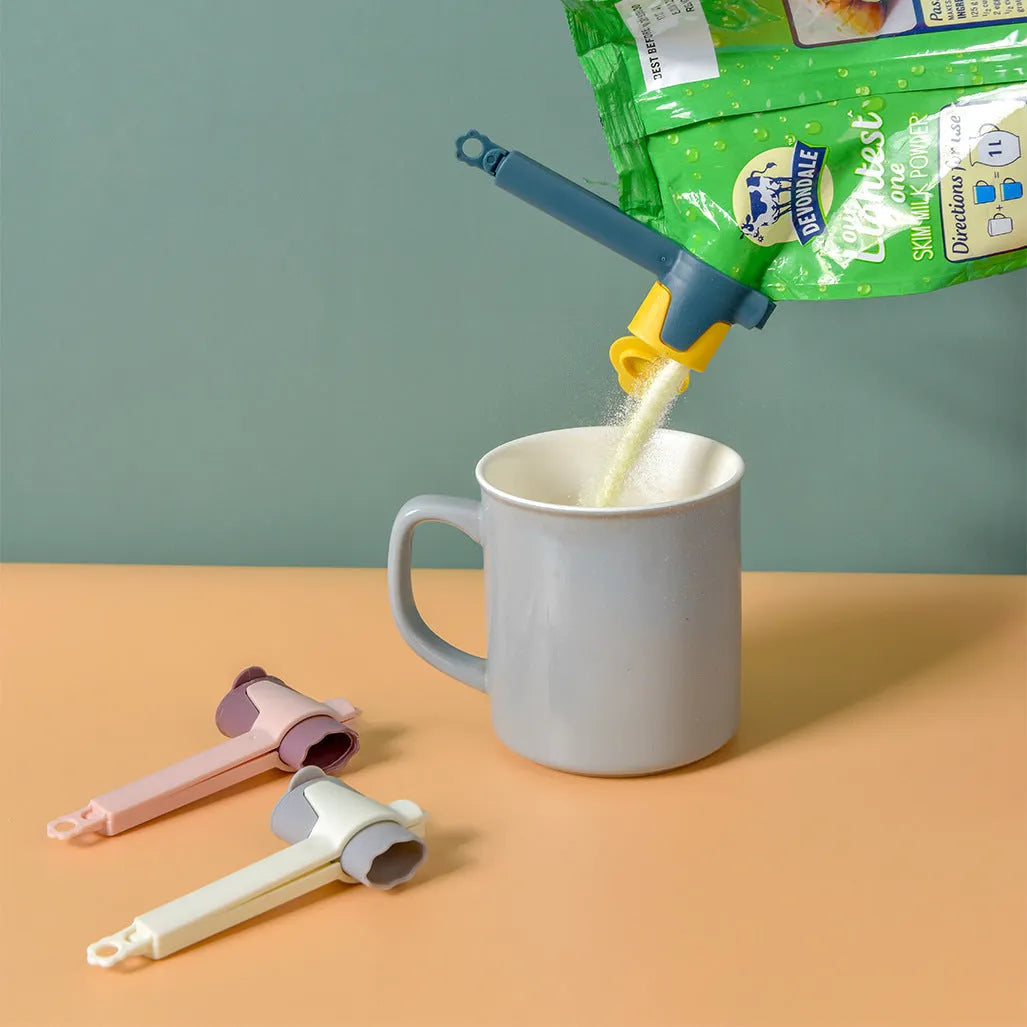 Reusable PP food sealing clip 12.3cm for milk powder and snack bags in pink, white, or dark blue