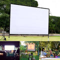 White foldable portable projector screen with 150-inch diagonal measurement