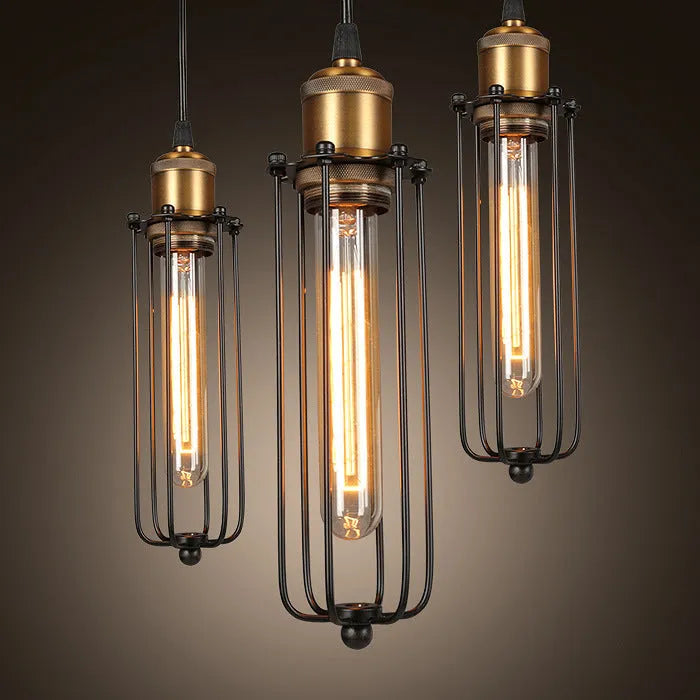 Brown iron Nordic retro industrial gladiator chandelier with fishing line design