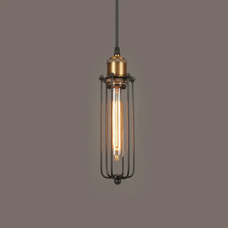 Brown iron Nordic retro industrial gladiator chandelier with fishing line design