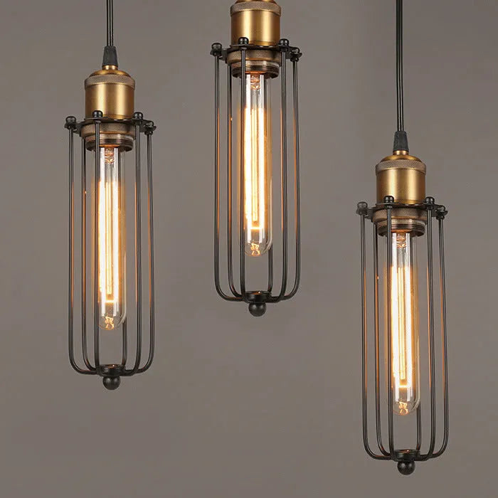 Brown iron Nordic retro industrial gladiator chandelier with fishing line design