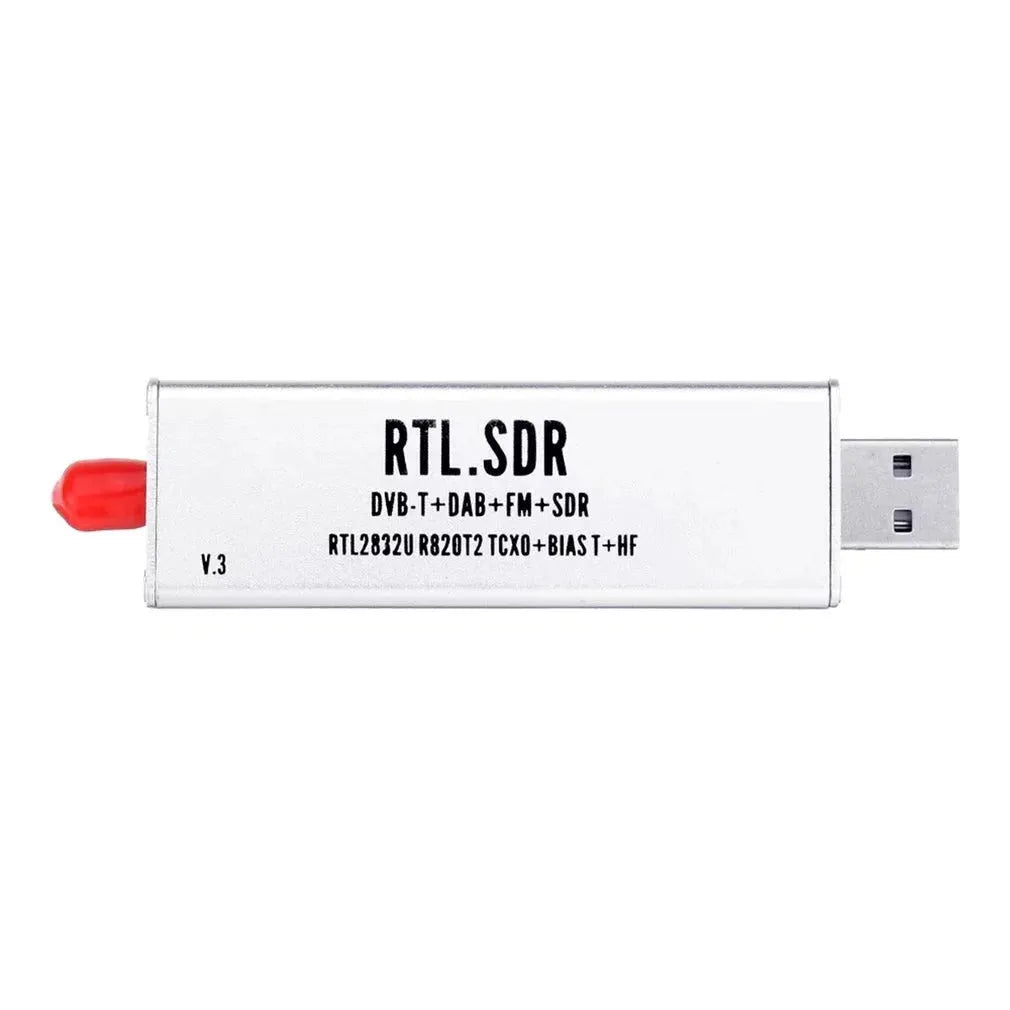 Black metal A300U all-band SDR software radio receiver with gold SMA connector for aviation ADS-B.