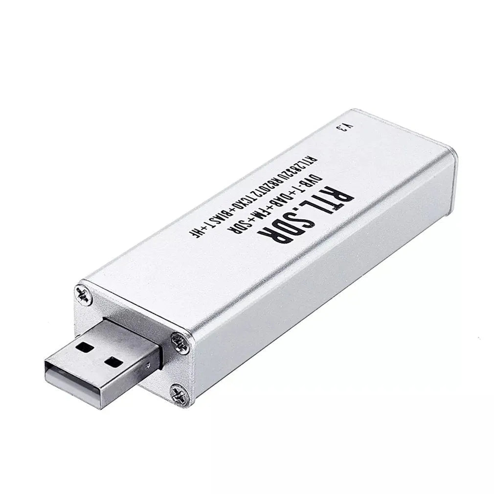 Black metal A300U all-band SDR software radio receiver with gold SMA connector for aviation ADS-B.