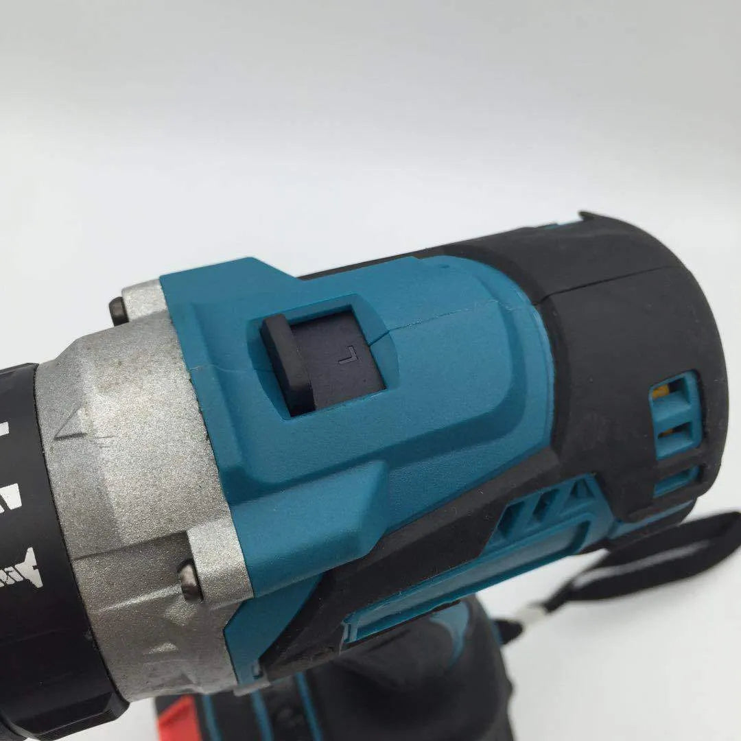 21V cordless multifunctional impact drill and electric screwdriver tool on a workbench.
