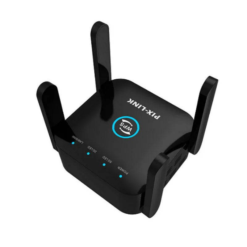PIXLINK AC24 white and black dual-band wireless router with lightning protection