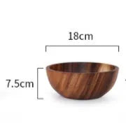 Natural wooden bowl handmade Japanese style brown fruit salad bowl available in sizes 8x6cm to 26x8cm