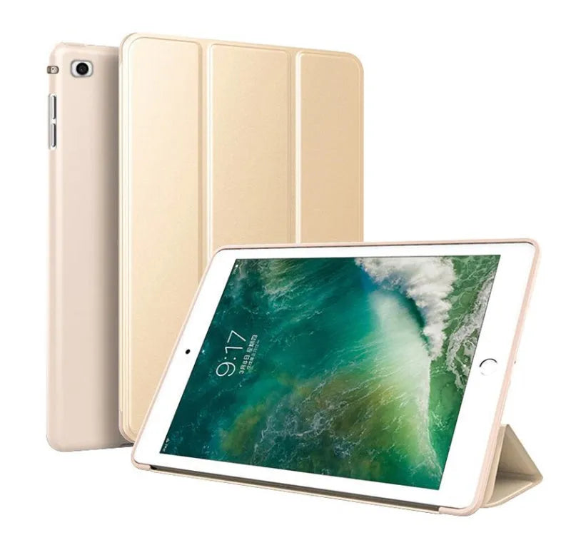 Black TPU clamshell iPad case with a built-in silicone stand for 9.7-inch iPad Air models.