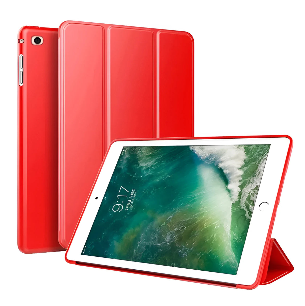 Black TPU clamshell iPad case with a built-in silicone stand for 9.7-inch iPad Air models.