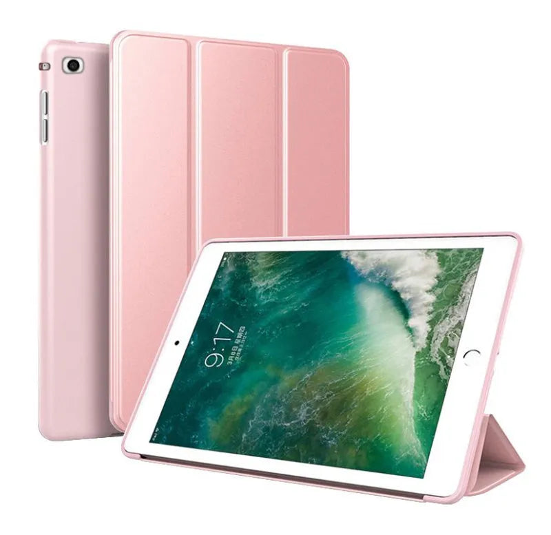 Black TPU clamshell iPad case with a built-in silicone stand for 9.7-inch iPad Air models.