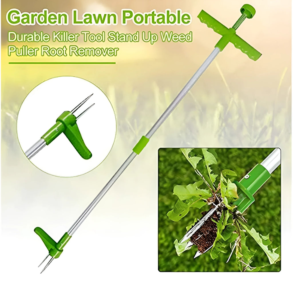 1046A manual aluminium and plastic weed puller gardening tool, 50cm long.