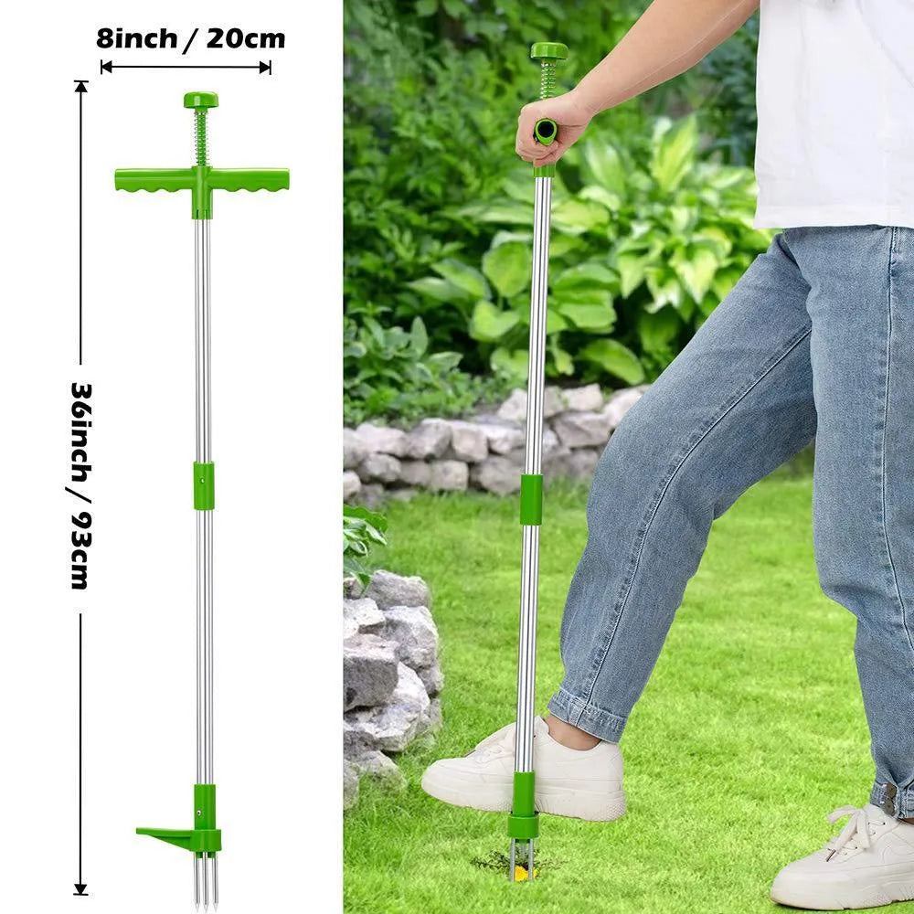 1046A manual aluminium and plastic weed puller gardening tool, 50cm long.