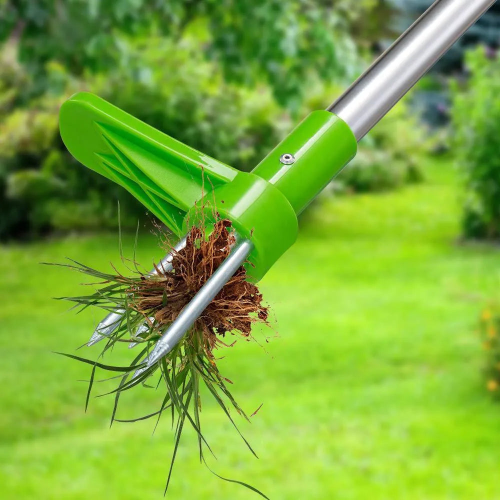 1046A manual aluminium and plastic weed puller gardening tool, 50cm long.