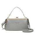 Horizontal square Korean ladies messenger bag in PU leather with a zipper buckle, shown in lilac colour.