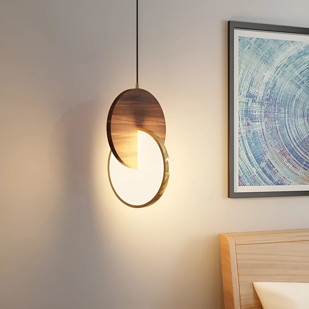 Long-line walnut solid wood chandelier with carved details and warm white lighting