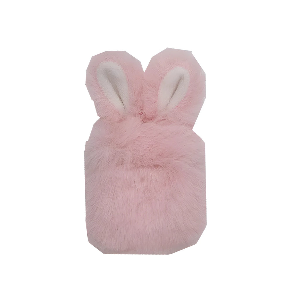 Plush rabbit ear silicone protective cover for Apple AirPods charging case in pink and grey colours