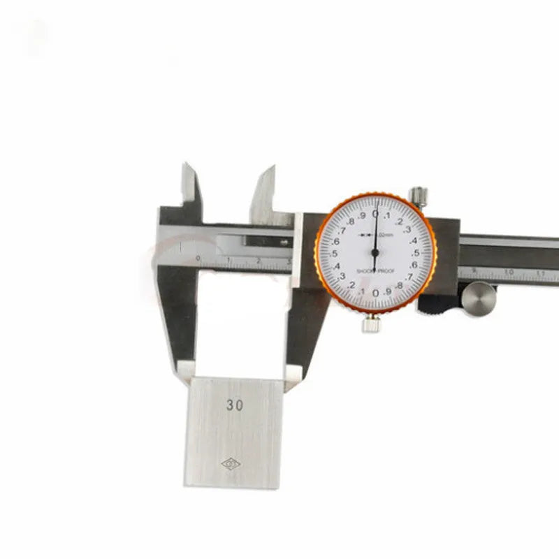 Black and white plastic vernier caliper showing 0-150mm measurement scale.
