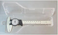 Black and white plastic vernier caliper showing 0-150mm measurement scale.