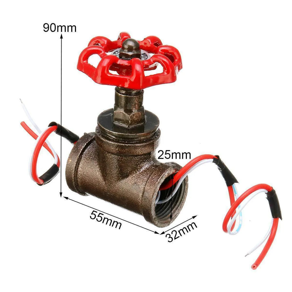 3/4 red steampunk industrial valve with grey copper finish and wire detailing.