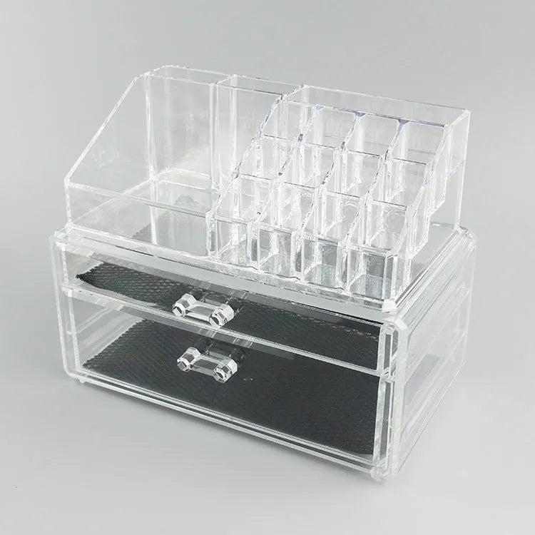 Transparent acrylic storage container with foldable design for cosmetic organisation