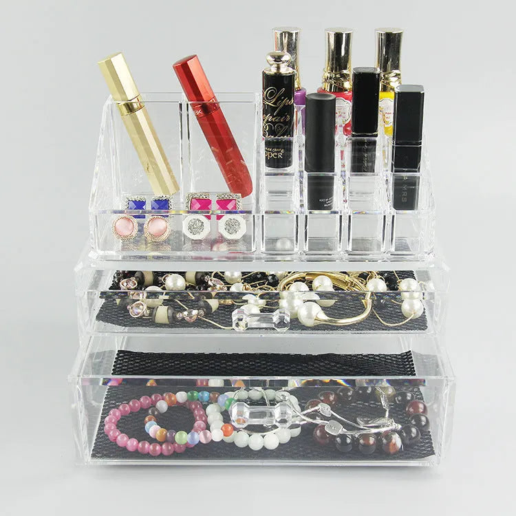 Transparent acrylic storage container with foldable design for cosmetic organisation