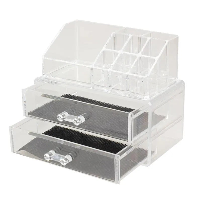 Transparent acrylic storage container with foldable design for cosmetic organisation