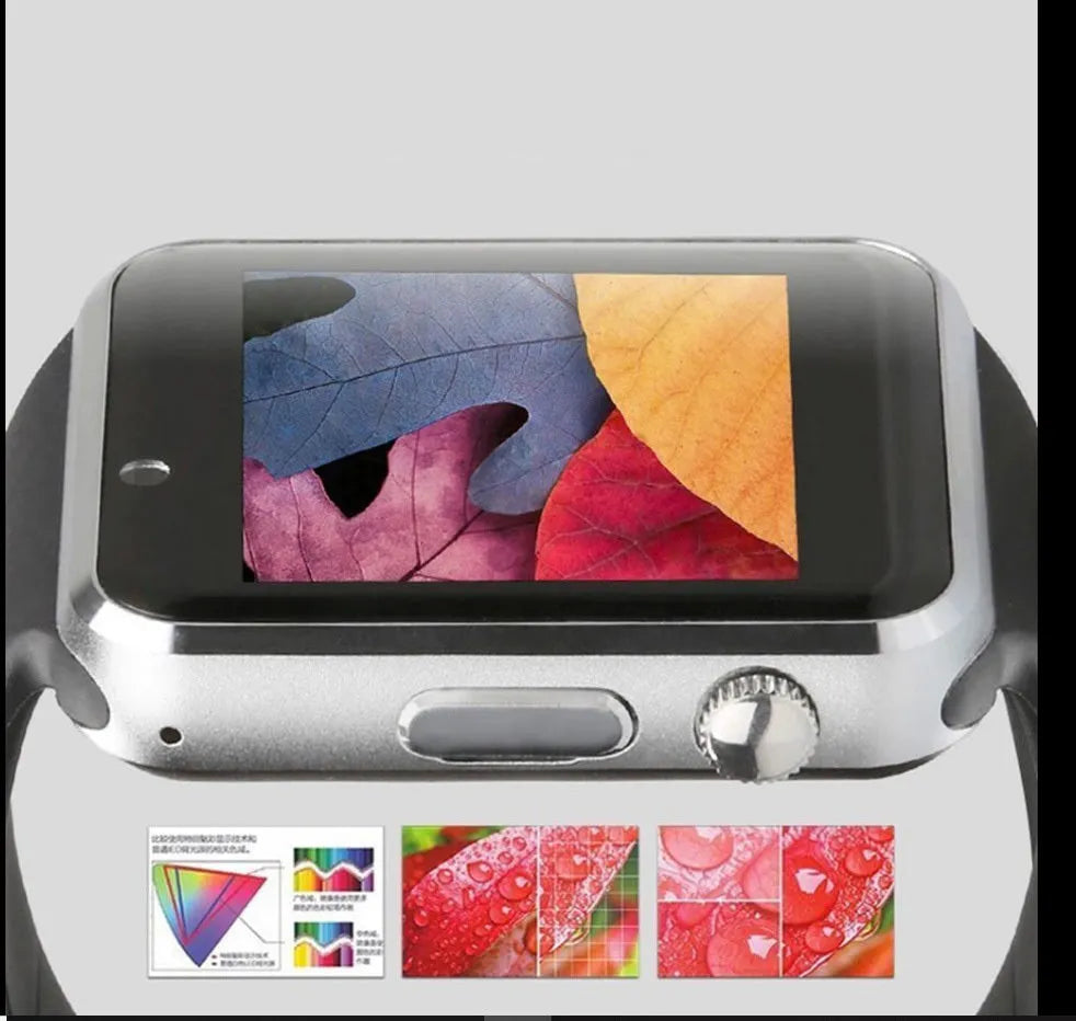 A1 Smart Watch Android compatible device with Bluetooth and GSM SIM card slot in eight colour options