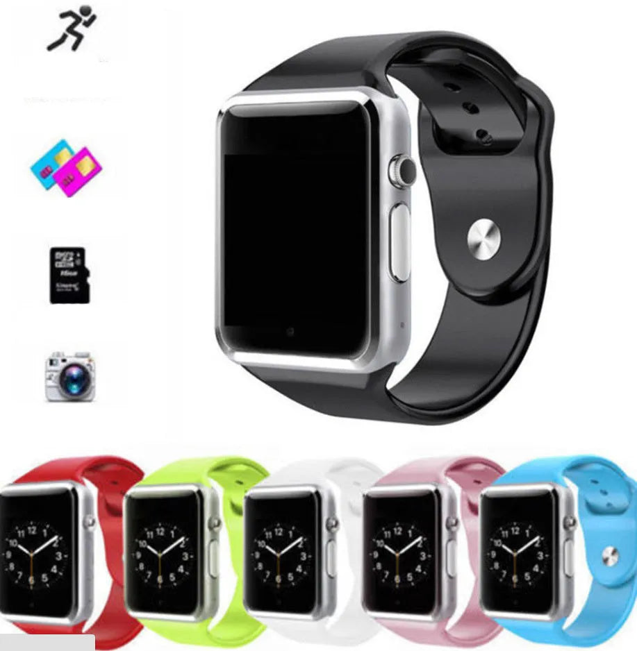 A1 Smart Watch Android compatible device with Bluetooth and GSM SIM card slot in eight colour options