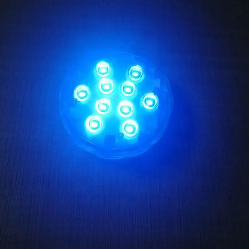 White round waterproof LED diving light with remote control for pools and aquariums