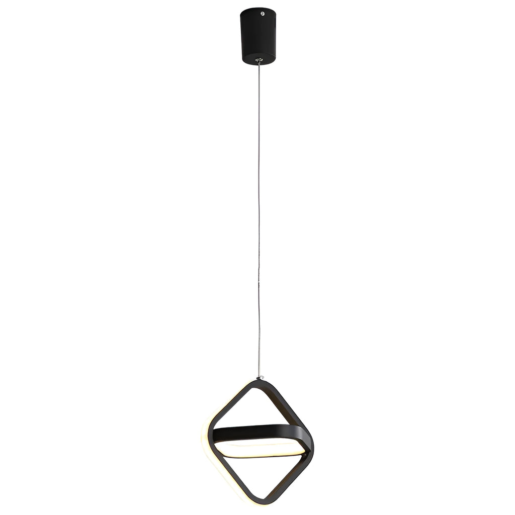 Nordic iron LED chandelier in black or white finish with remote control, available in round 21x21cm, square 22x22cm, or triangle 22x21cm shapes