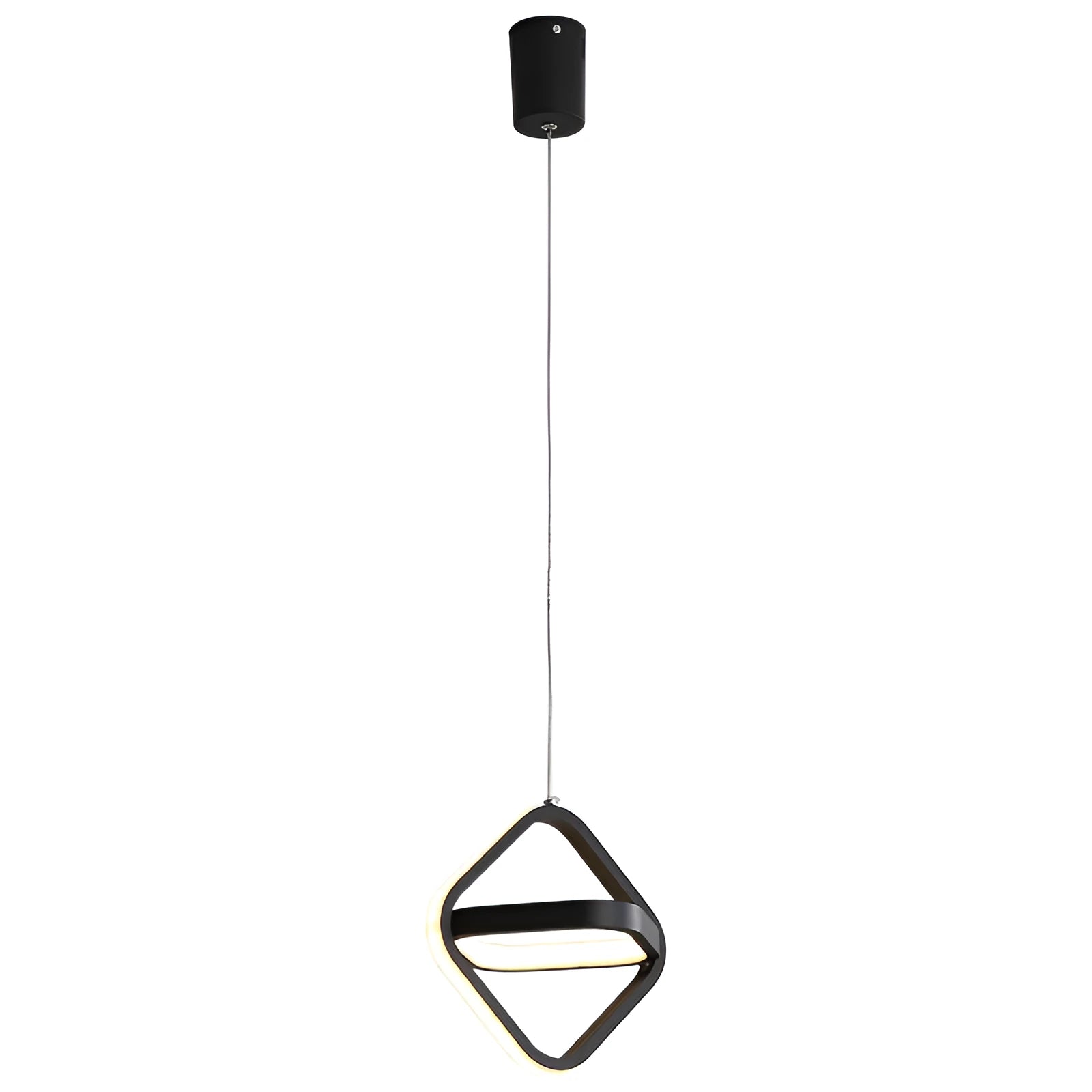 Nordic iron LED chandelier in black or white finish with remote control, available in round 21x21cm, square 22x22cm, or triangle 22x21cm shapes