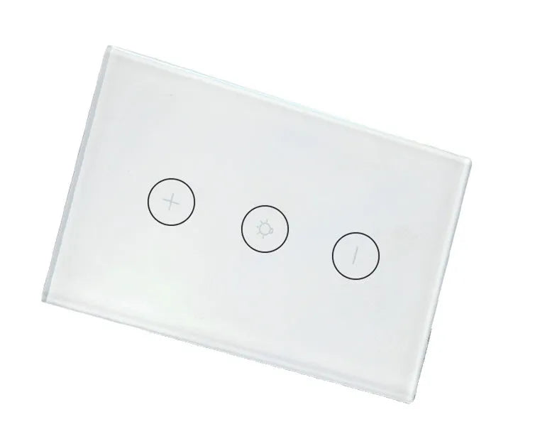 120 type smart dimmer switch with tempered glass panel in black or white, compatible with Alexa and app control