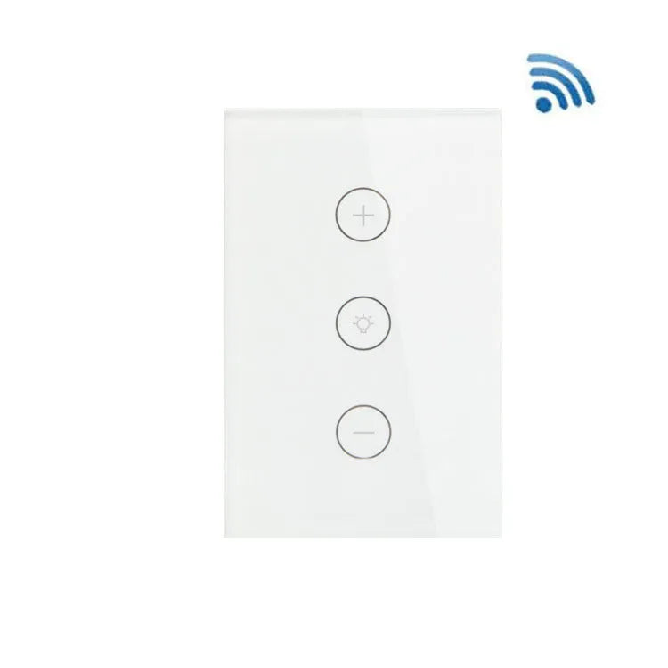 120 type smart dimmer switch with tempered glass panel in black or white, compatible with Alexa and app control