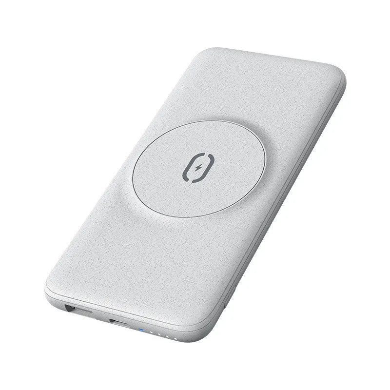 Mint green magnetic wireless charging power bank with back clip showing dimensions and MagSafe compatibility