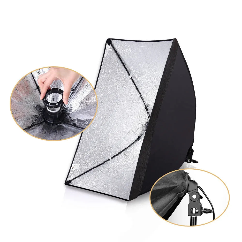 50x70cm soft light photography backdrop cloth on 2-metre stand with international plugs