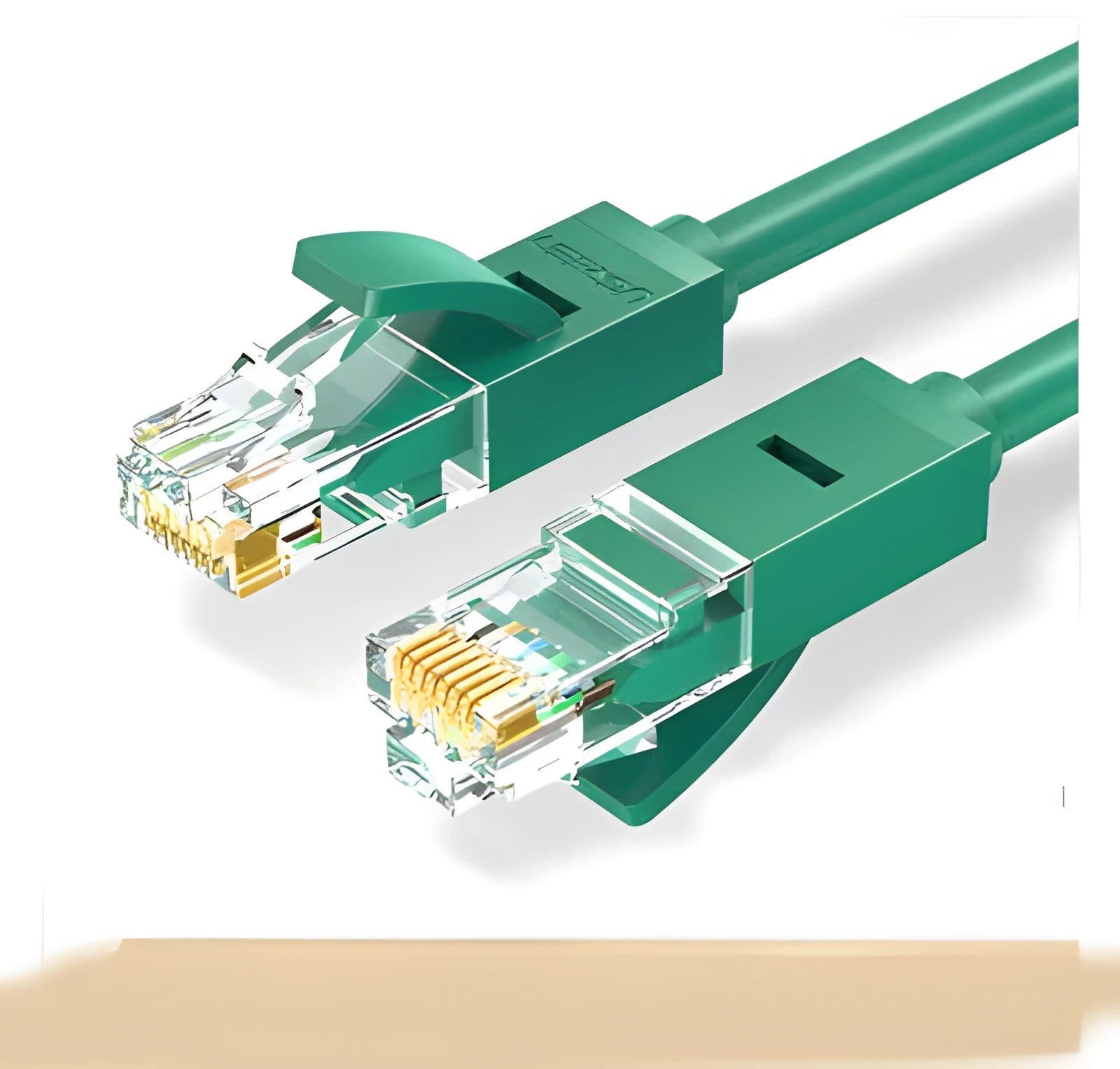 UGREEN green Cat 6 Ethernet network cable shown in 1m and 2m lengths