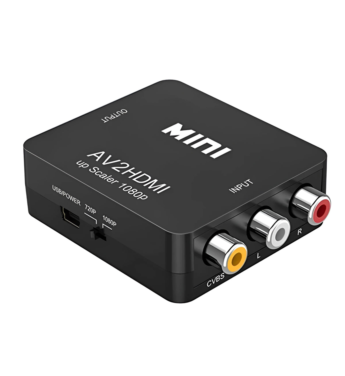AV to HDMI converter with 0.5 metre cable in white or black colour converting analogue to digital video