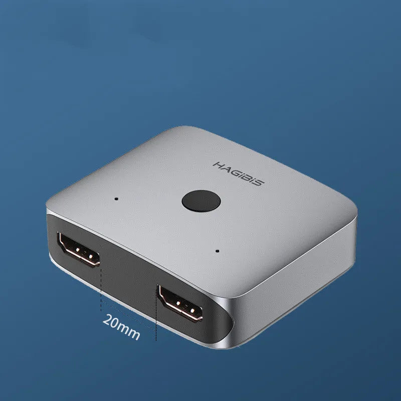 Grey HDMI 2 input 1 output switcher device for computer TV monitor video distribution