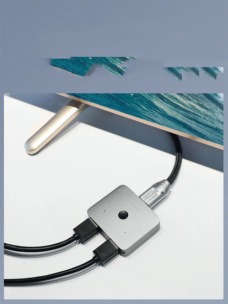 Grey HDMI 2 input 1 output switcher device for computer TV monitor video distribution